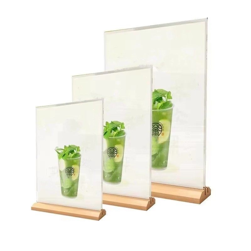 Engraved Wood Frame - 1pcs Clear Acrylic Menu Display Stand