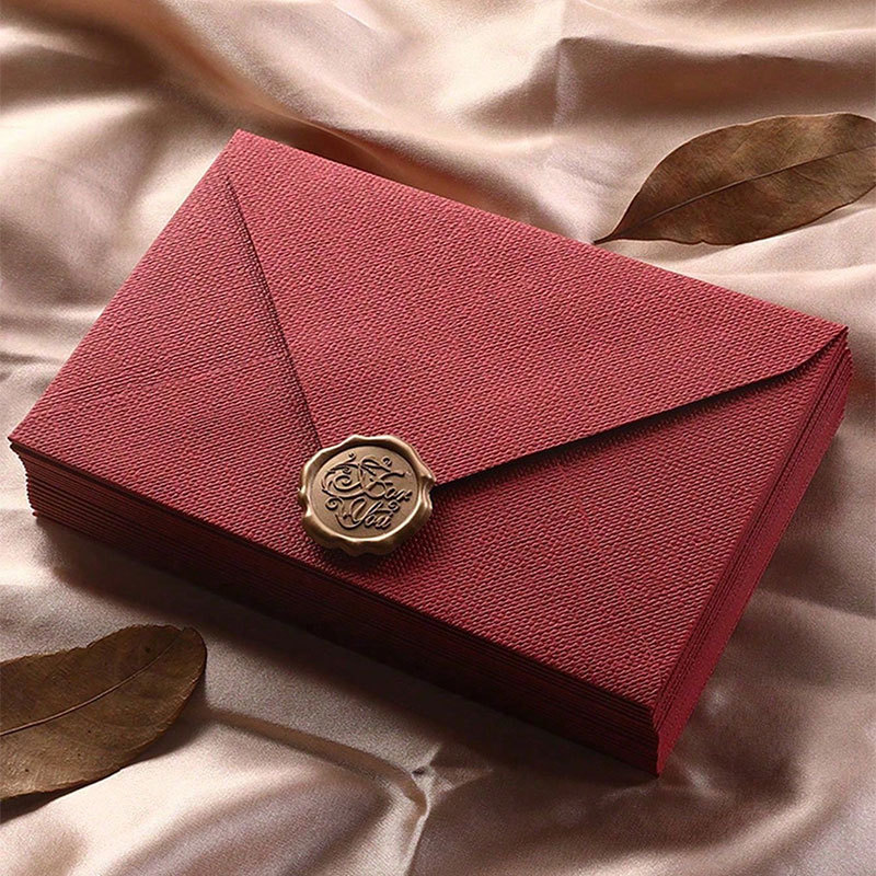 Wax Seal Letter Kit - 10pcs Linen-Textured Envelope Set with Wax