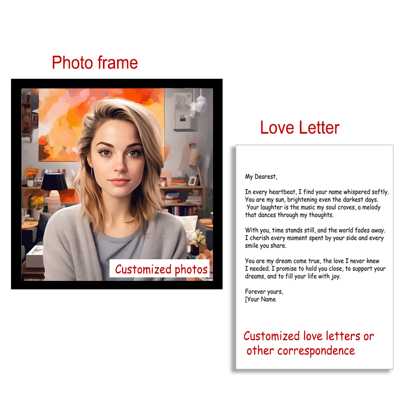 Engraved Wood Frame - Customized Photos Love Letter Photo Frame