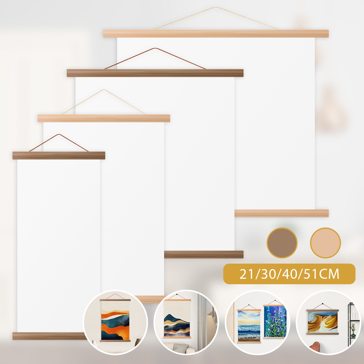 4pcs Picture Poster Hanger Fra - Engraved Wood Frame 评论和价格