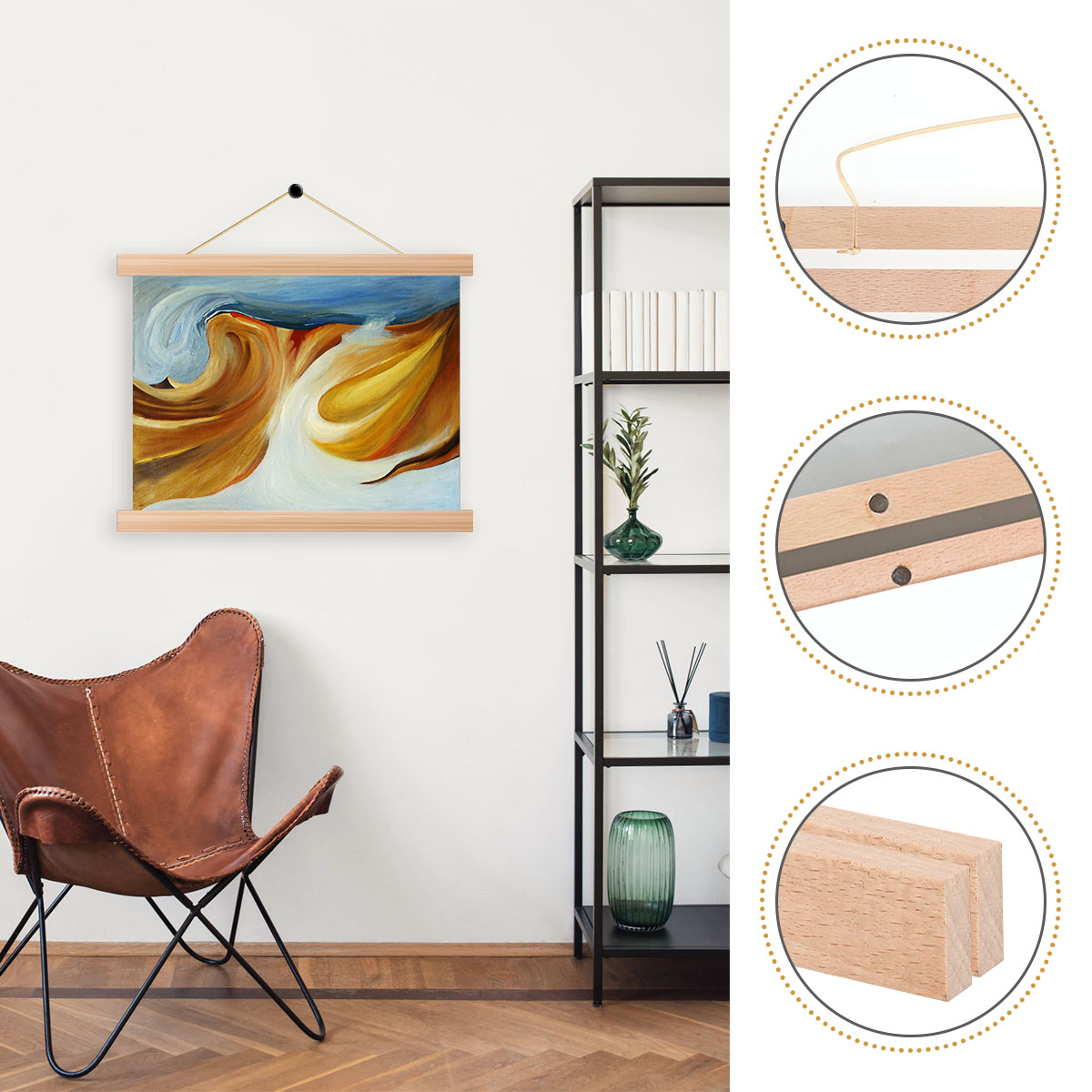 4pcs Picture Poster Hanger Fra - Engraved Wood Frame 评论和价格