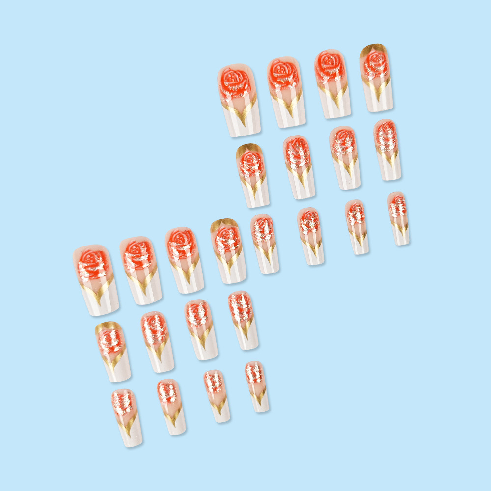 White French Tip Press on Nail - Pressed Flower Art 评论和价格
