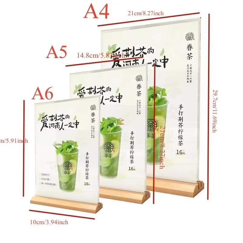 1pcs Clear Acrylic Menu Displa - Engraved Wood Frame 评论和价格