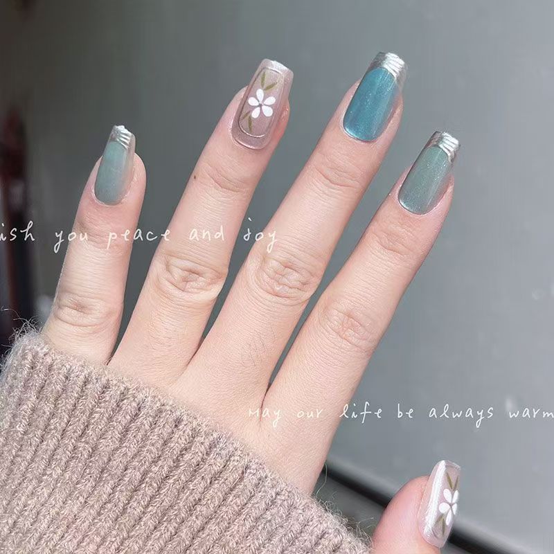 10pcs Glossy Mint Green Floral - Pressed Flower Art 评论和价格