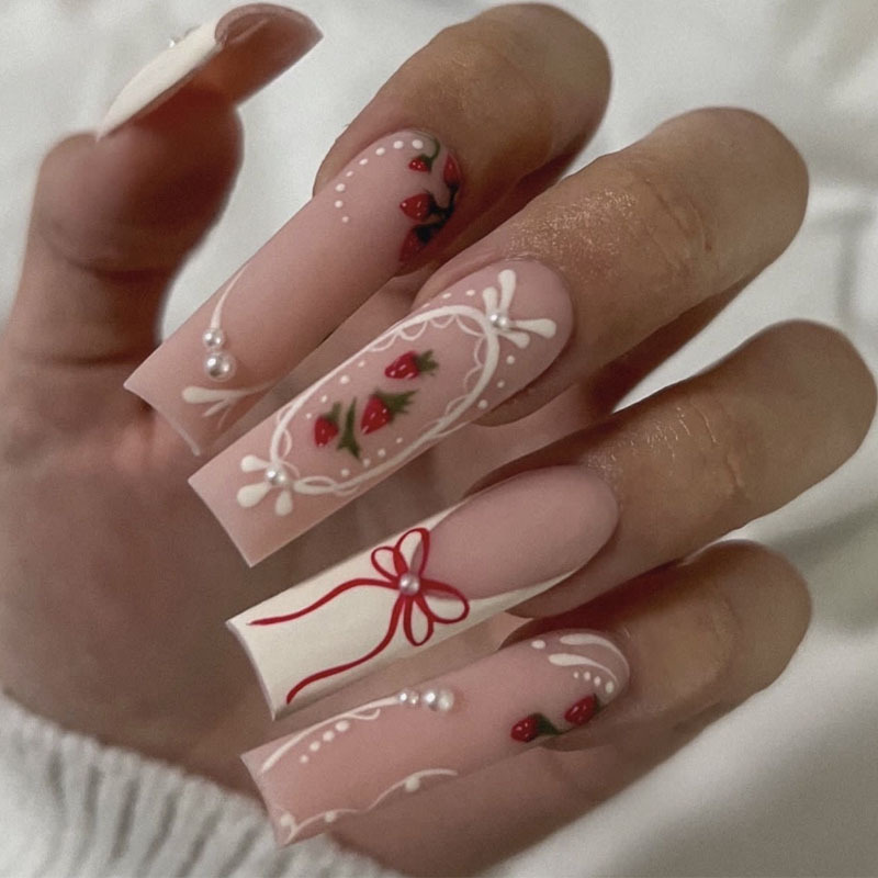 24pcs Flower Press on Nails Ar - Pressed Flower Art 评论和价格
